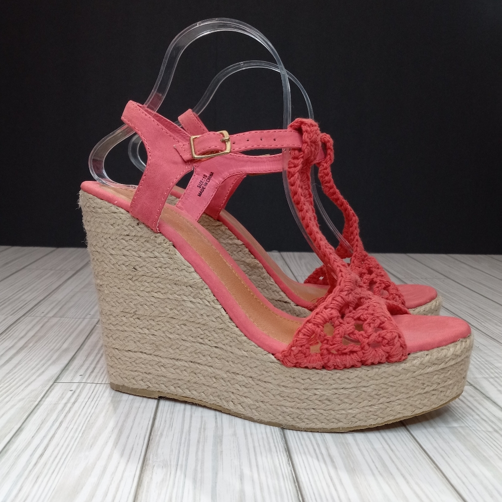 NEW Wet Seal Braided Crochet Espadrille Wedge Platforms